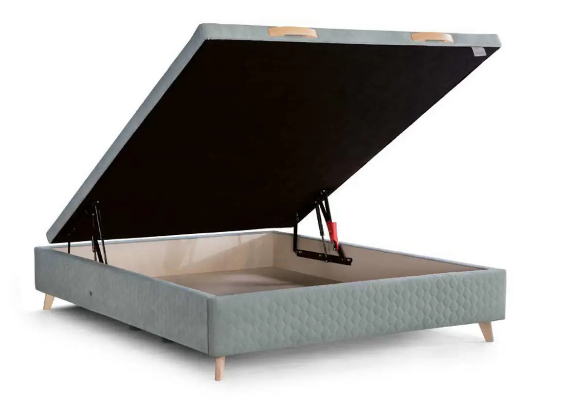 Cama canape gris con arcón de almacenamiento elevable - Muebles Hermanos Herrera