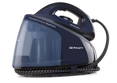 Plancha de vapor compacta azul marino con depósito de agua - Muebles Hermanos Herrera